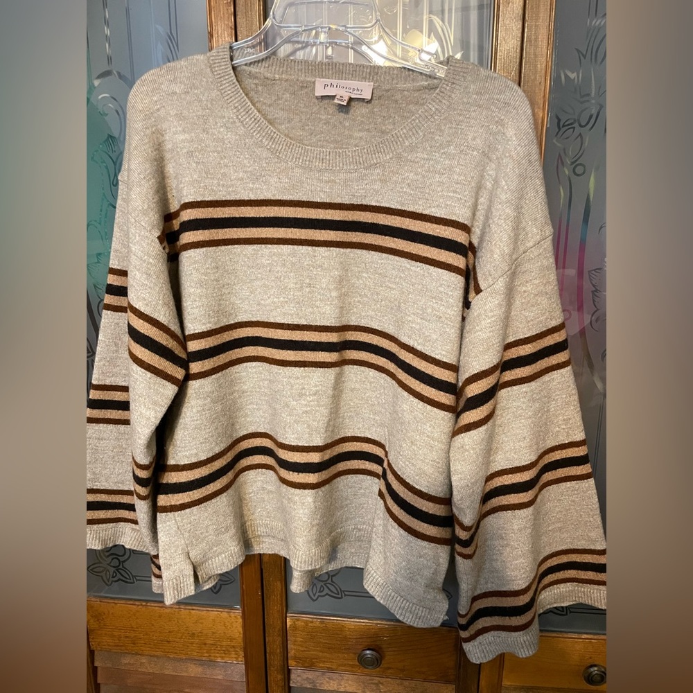 Philosophy Bell Sleeves Striped Sweater